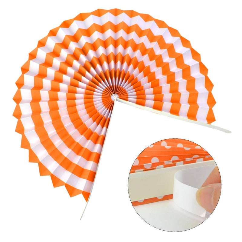 mifengda 18Pc Party Hanging Orange Paper Fans, Fall Orange Round Folding Fans Wall Decor Paper Garlands Flower Decoration for Fall Party Decorations Thanksgiving Halloween Birthday Festival Wedding - Image 3